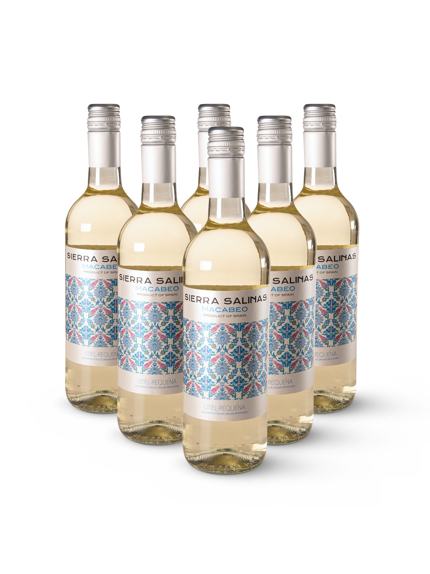Weißwein Sierra Salinas Macabeo Blanco in 12 klaren Flaschen mit modernem Etikett