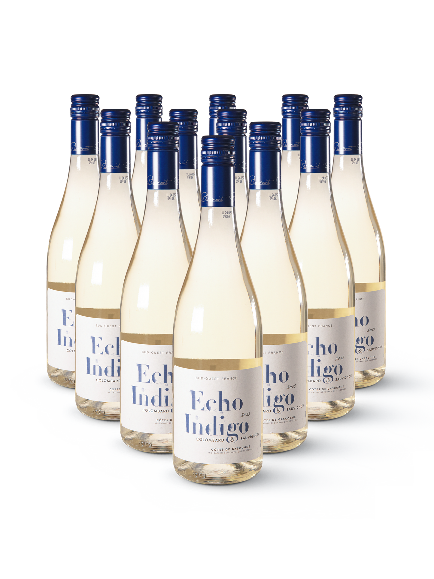 Echo Indigo Sauvignon – 12 stilvolle Flaschen mit farbenfrohem, abstraktem Etikett