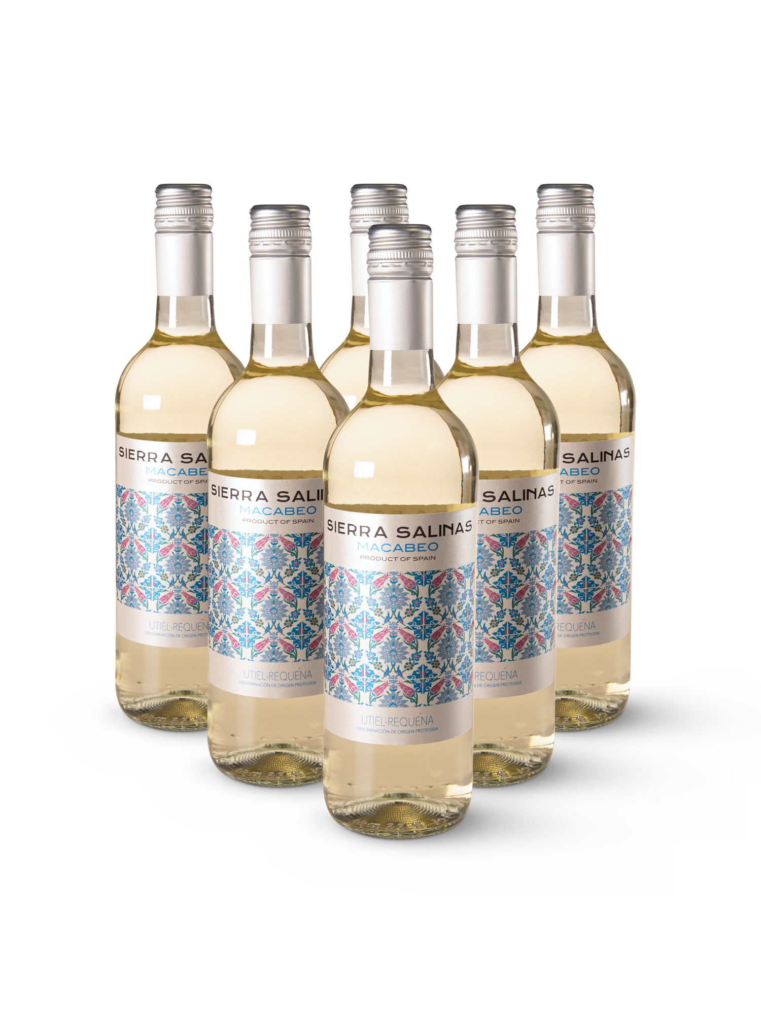 Weißwein Sierra Salinas Macabeo Blanco in 12 klaren Flaschen mit modernem Etikett