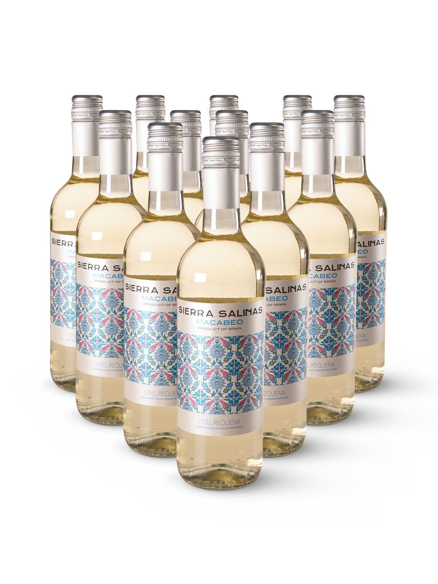 12 Flaschen Sierra Salinas Macabeo – spanischer Weißwein mit frischem Design