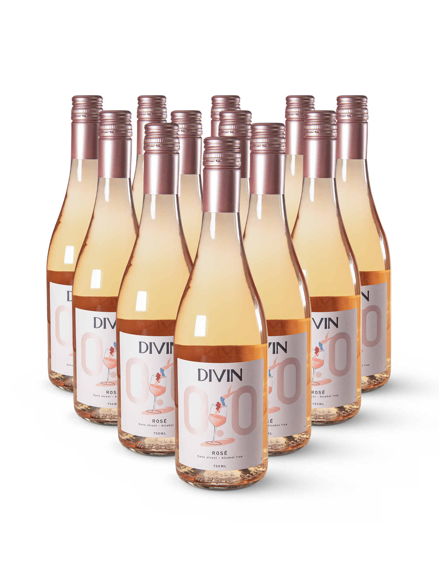 Roséwein DIVIN 0.0 % ohne Alkohol – frisches Design und moderner Auftritt