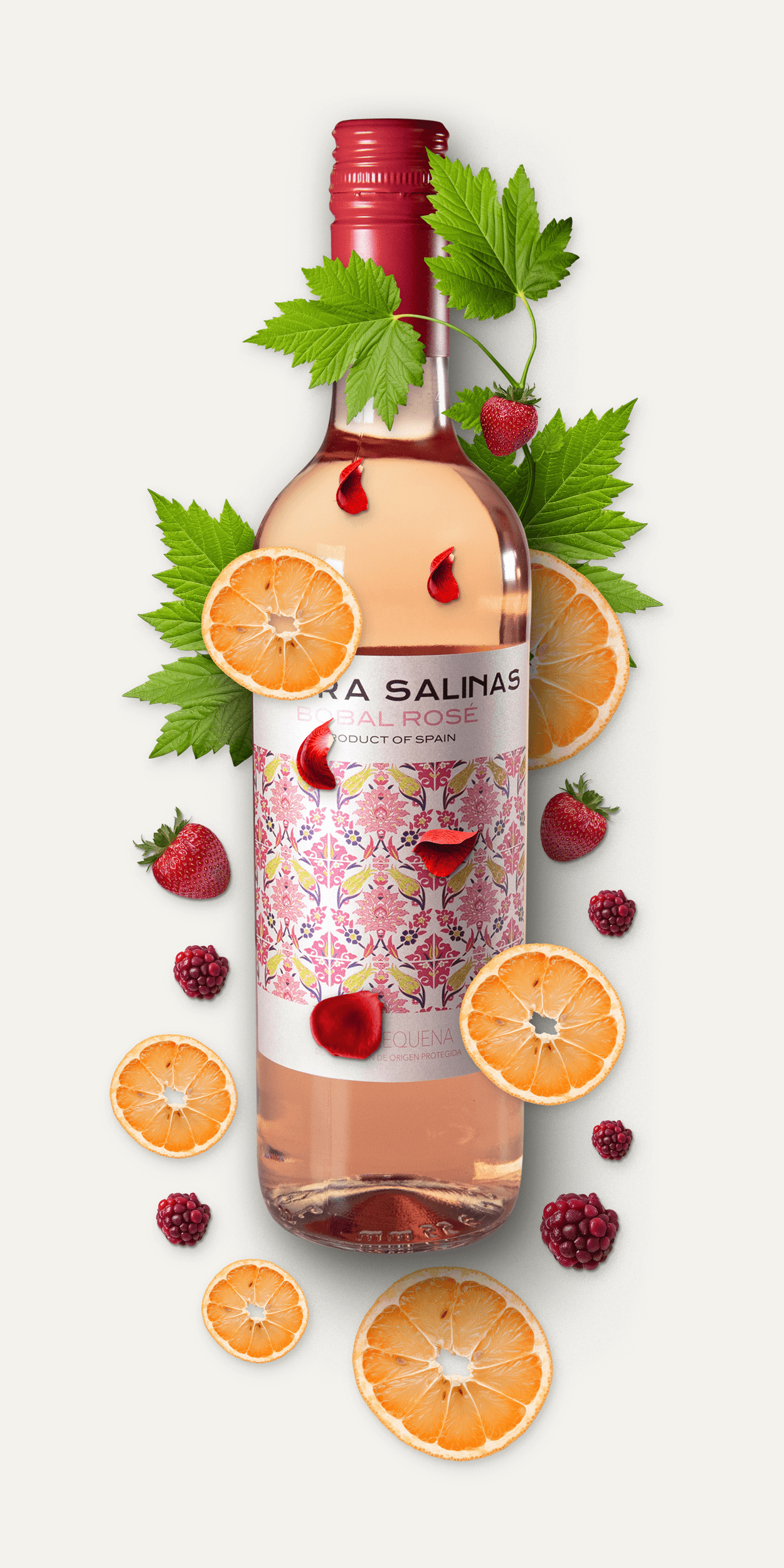 Sierra Salinas Bobal Rosé mit Zutaten (Zitrusfrüchte, rote Früchte, Grapefruit)